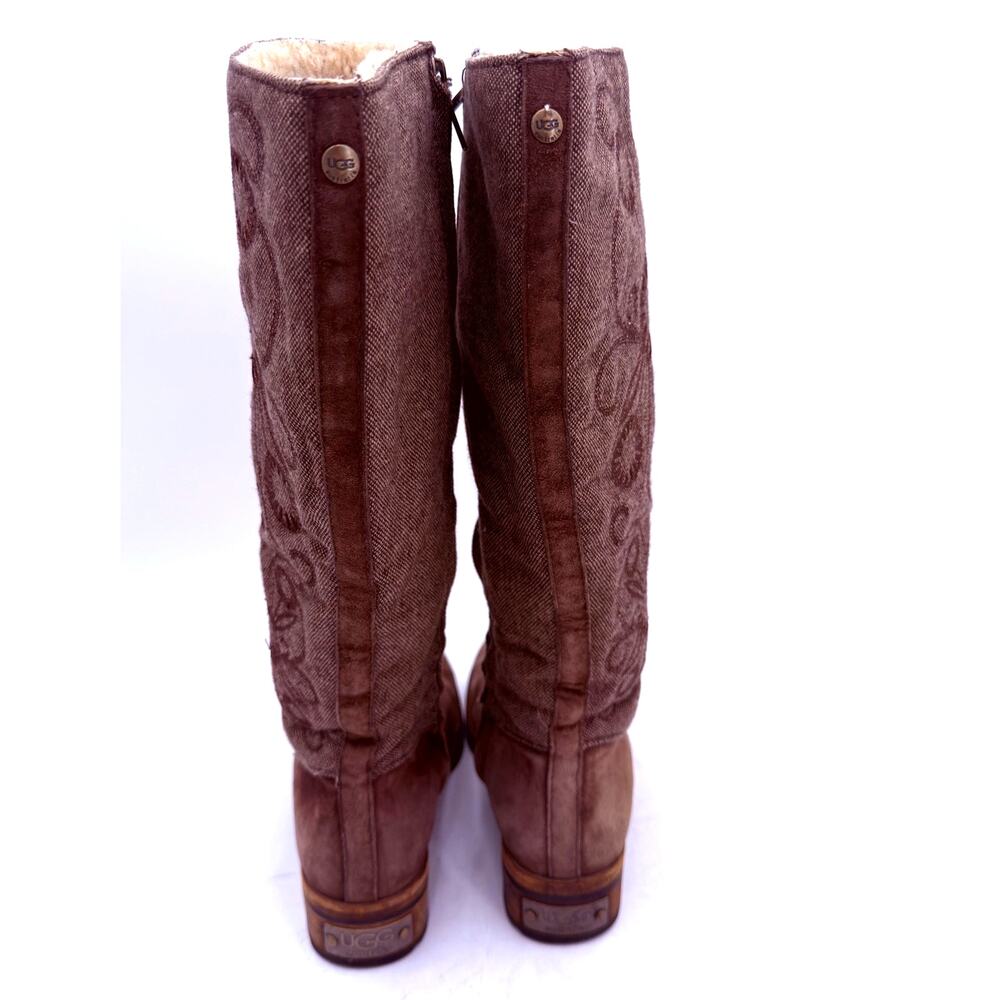 UGG Women's Brown Leather Ryder Tall Boots Size 6.5 - Picture 6 of 10
